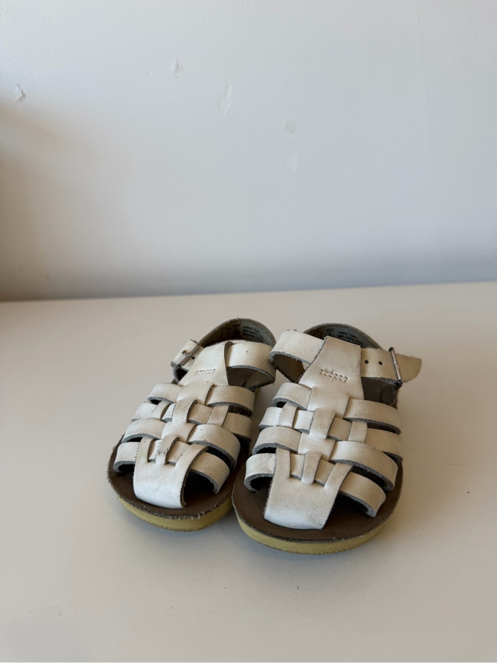 Sun San Kids White Leather Fisherman Sandals with Buckle Strap toddler 6